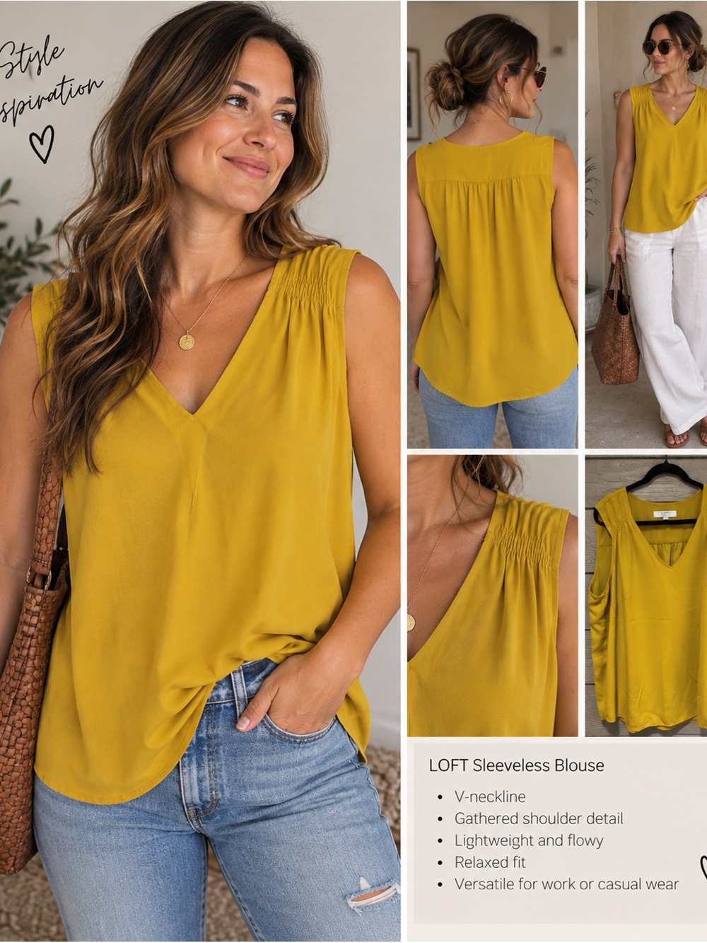LOFT Plus Size 18 Mustard Yellow Sleeveless Blouse Top